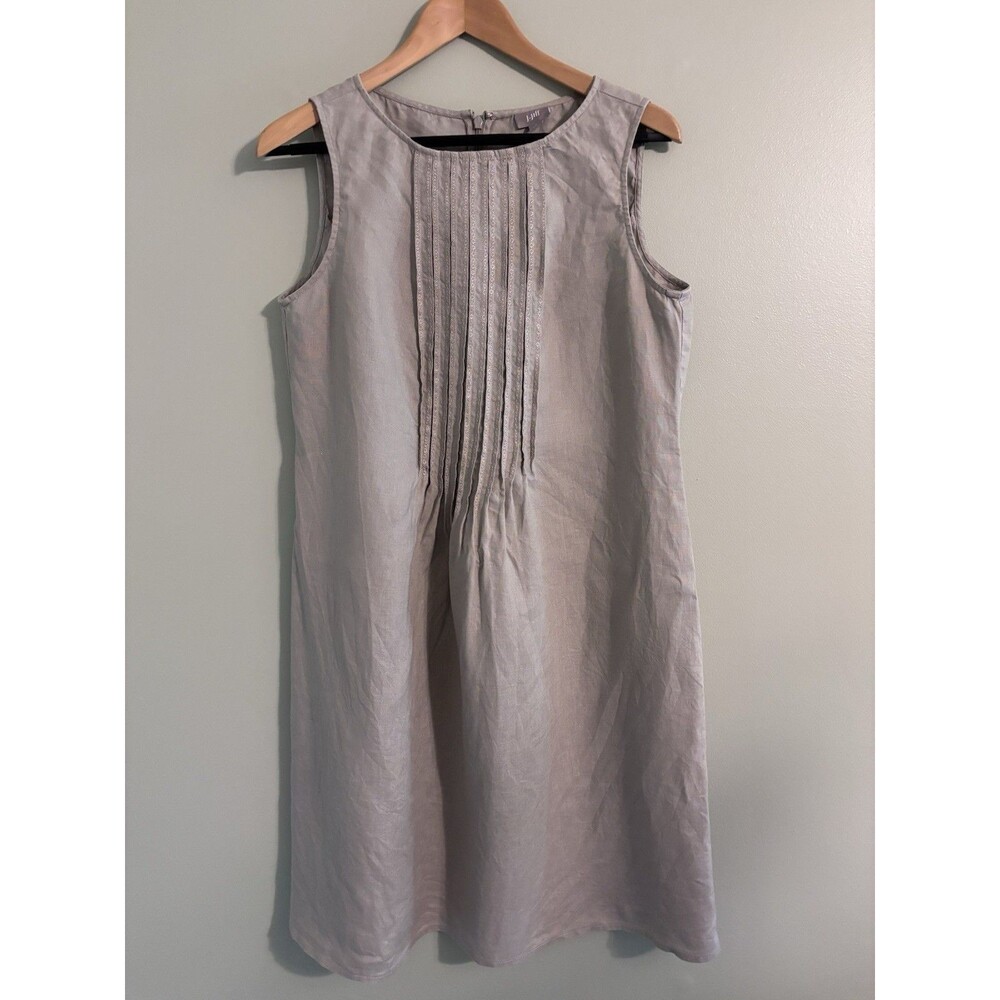 J. Jill Womens Linen Dress M Sleeveless Coastal Vacation Minimalist Granola Chic